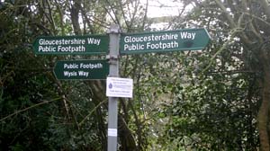 Gloucestershire & Wysis Way footpath sign